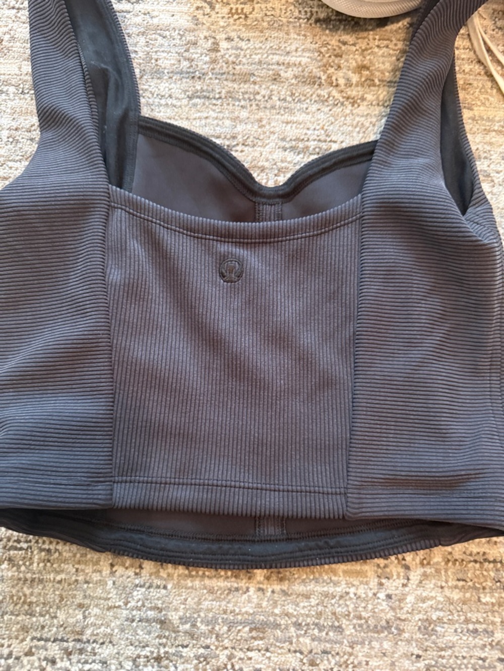 lululemon athletica ribbed tank crop top in charcoal gray